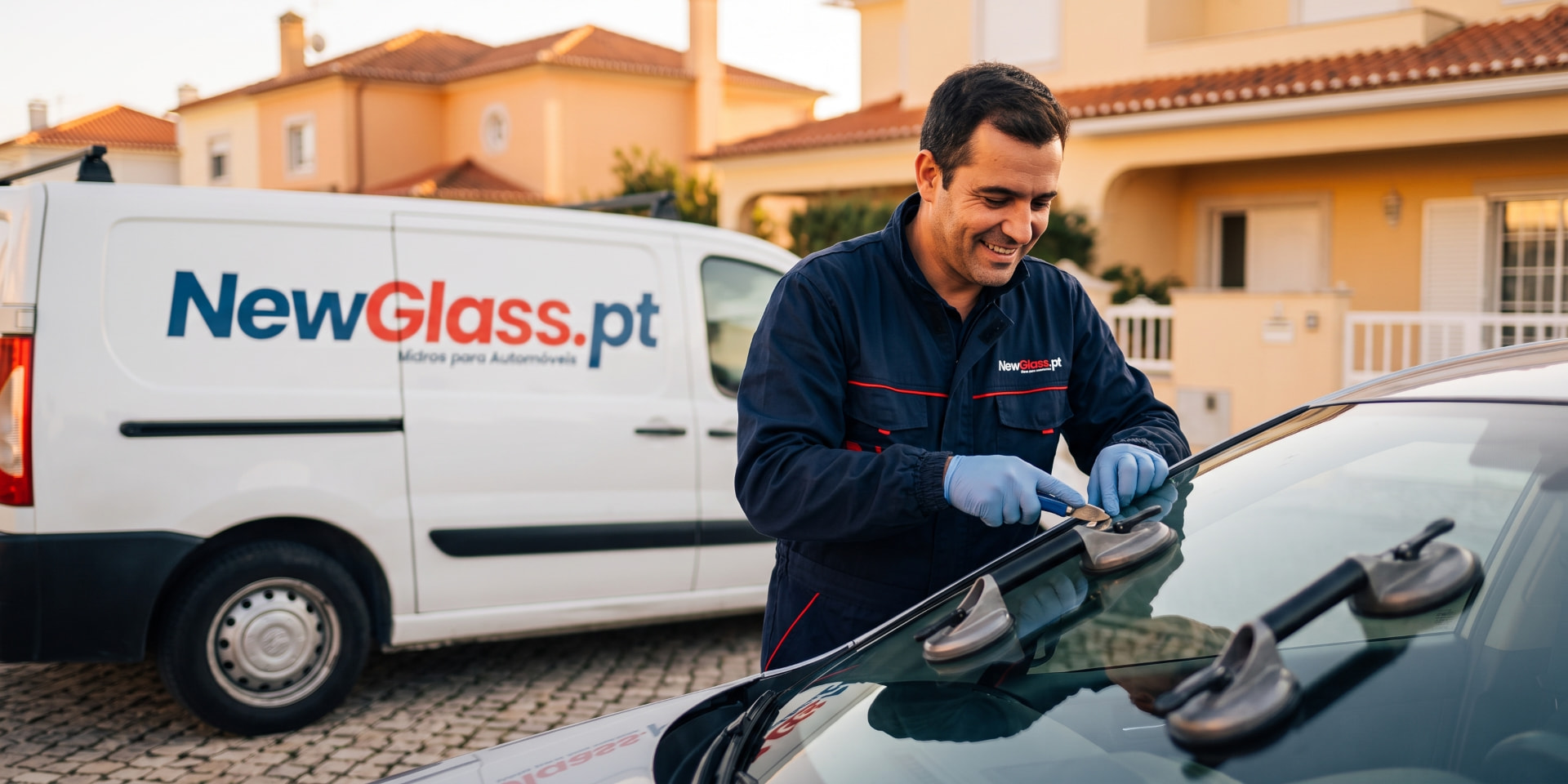 Técnico NewGlass a substituir um vidro automóvel